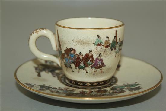 A fine Japanese Satsuma pottery cup and saucer, signed Shoko Takebe, Meiji period, diam. 11cm